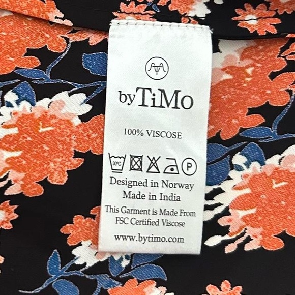 byTiMo Poppyfield Black Orange Micro Floral Mini Puff Sleeve V neck Dress small - Picture 7 of 7